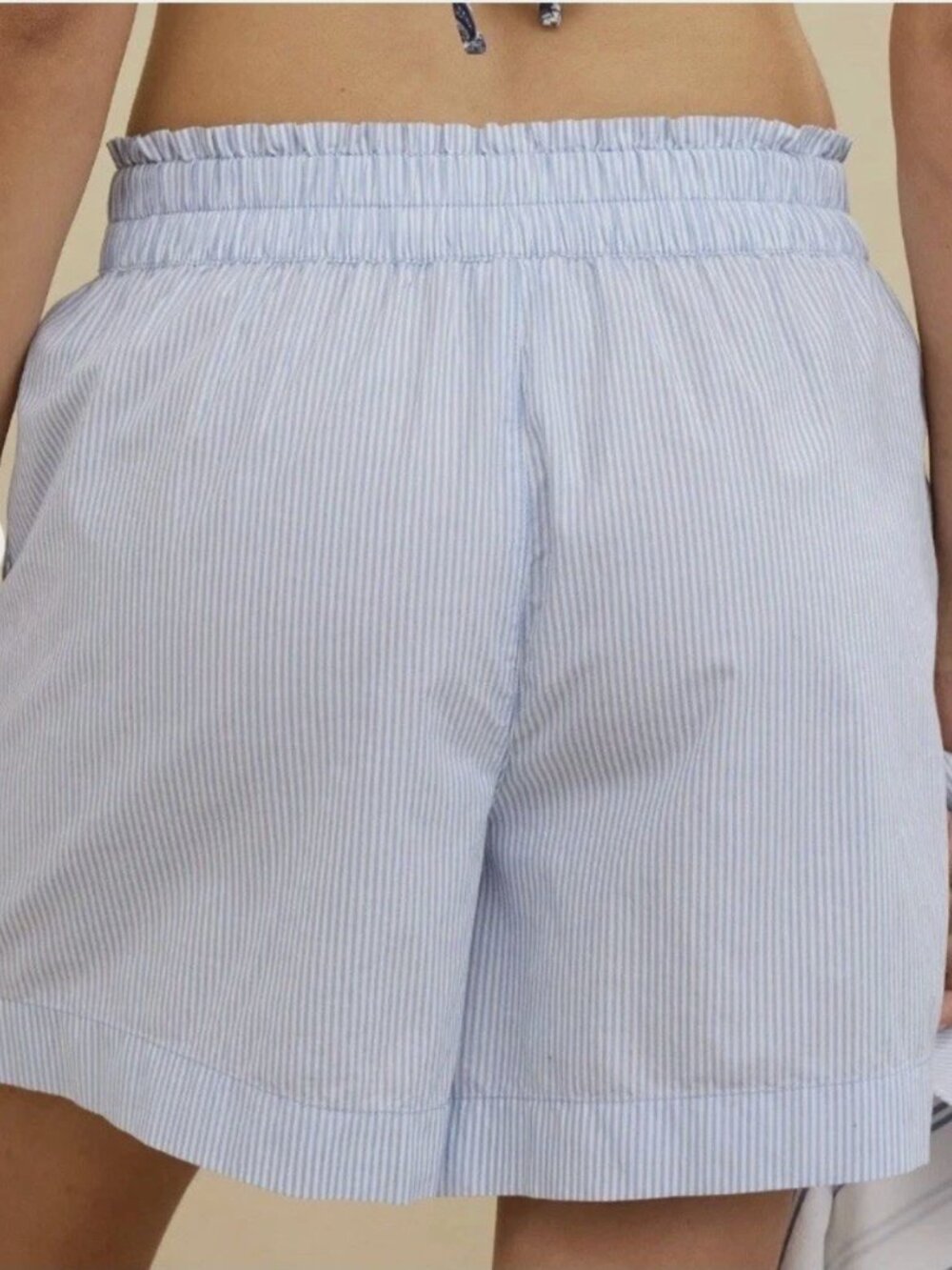 Aerie - Good Day Shorts - Blue/White Stripe - Size Large - Picture 3 of 6